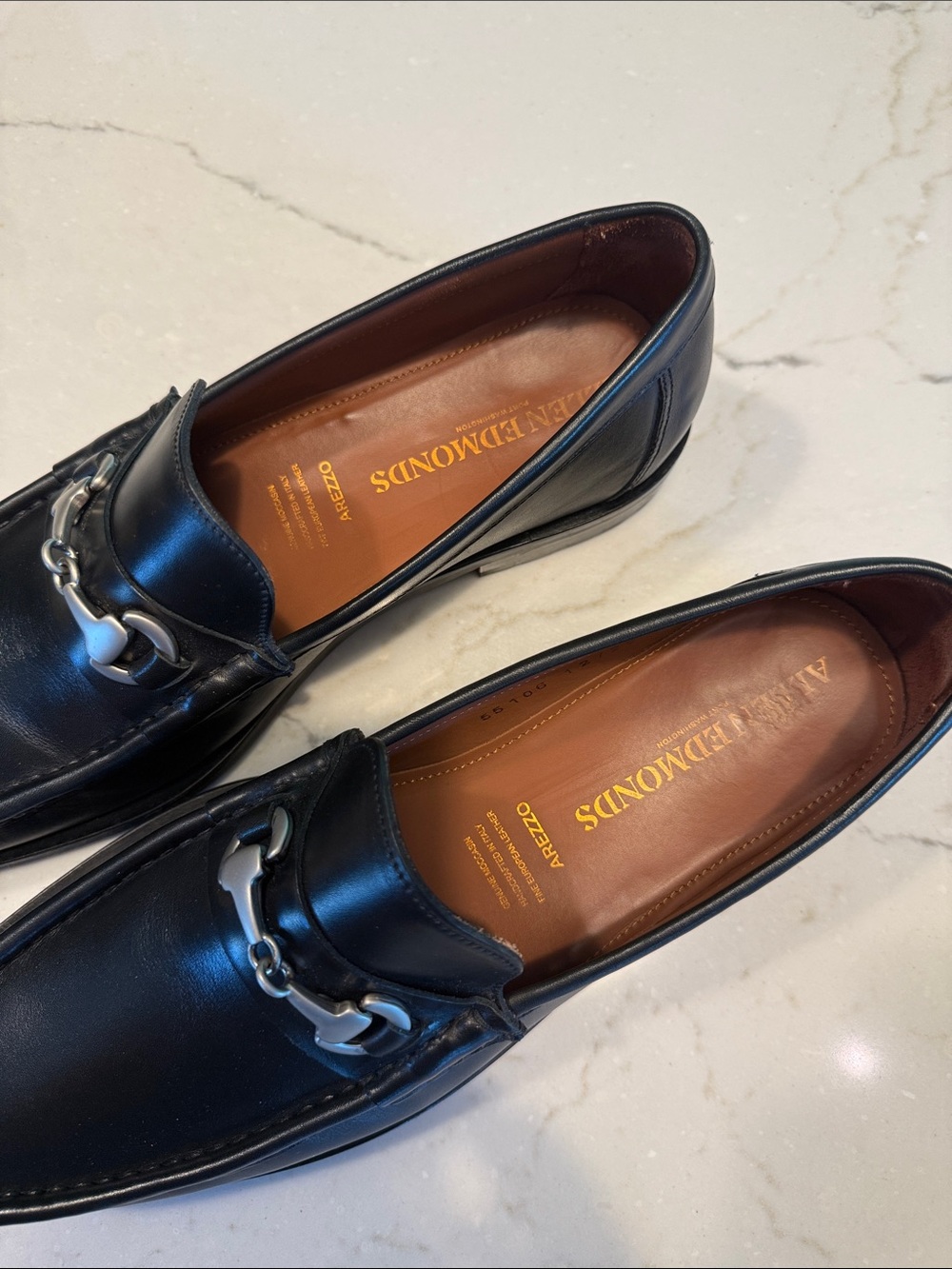 Allen Edmonds Black Leather Bit Loafers with Silver Hardware - Picture 2 of 7